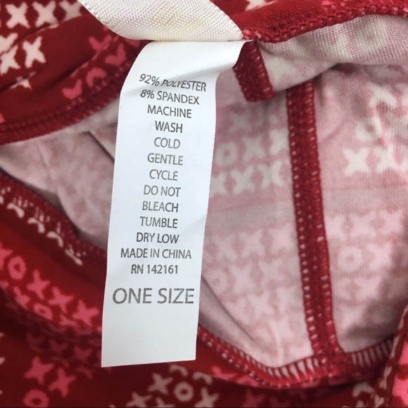 LULAROE Leggings Valentine’s Day Love XOXO Triangle OS One Size Red White Pink - Picture 7 of 9